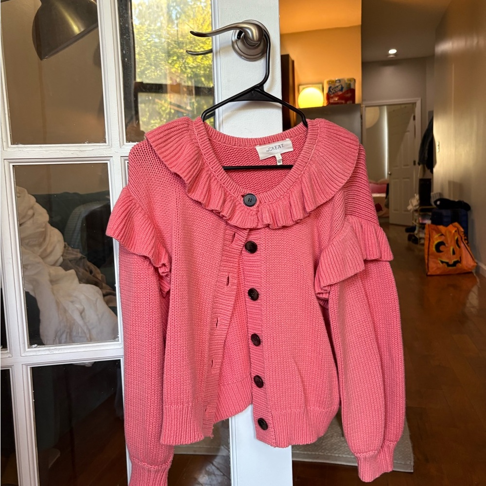 THE GREAT. Coral Knit Cardigan